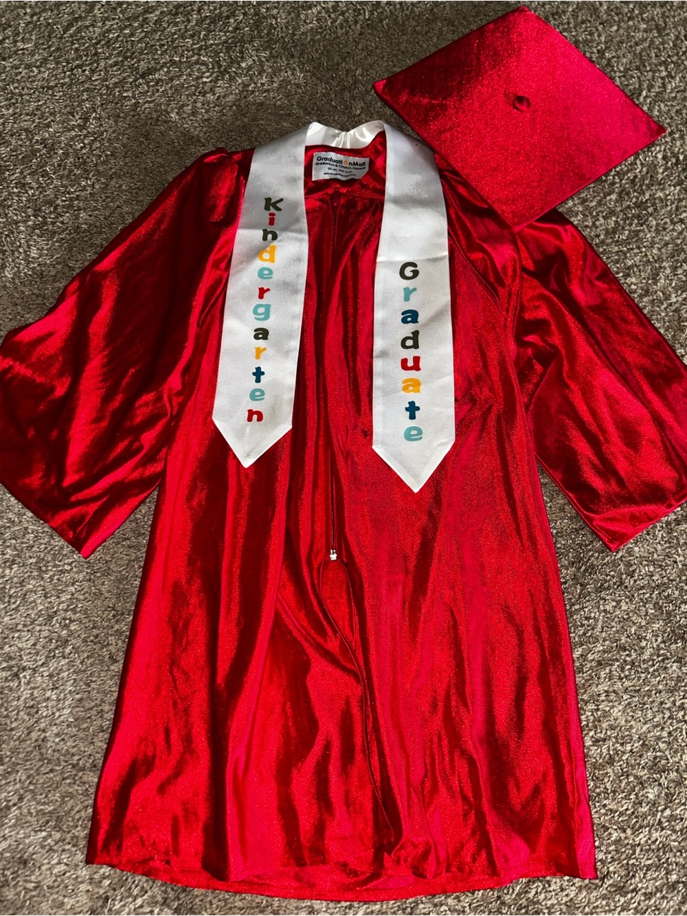 Red Kindergarten Graduate Cap & Gown Set